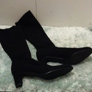 Stuart Weitzman Black Suede Knee Boots, size 9.5